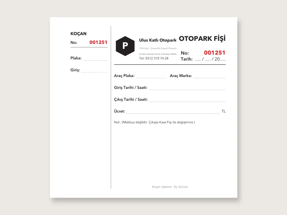 Otopark Fişi
