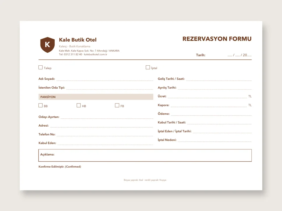 Rezervasyon Formu