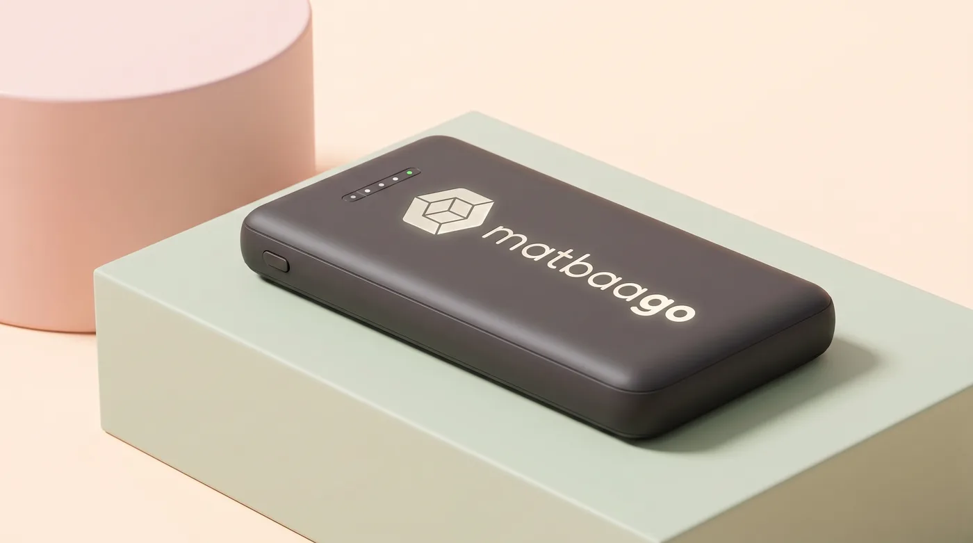 Işıklı logolu kablosuz powerbank — örnek logo uygulamasıyla