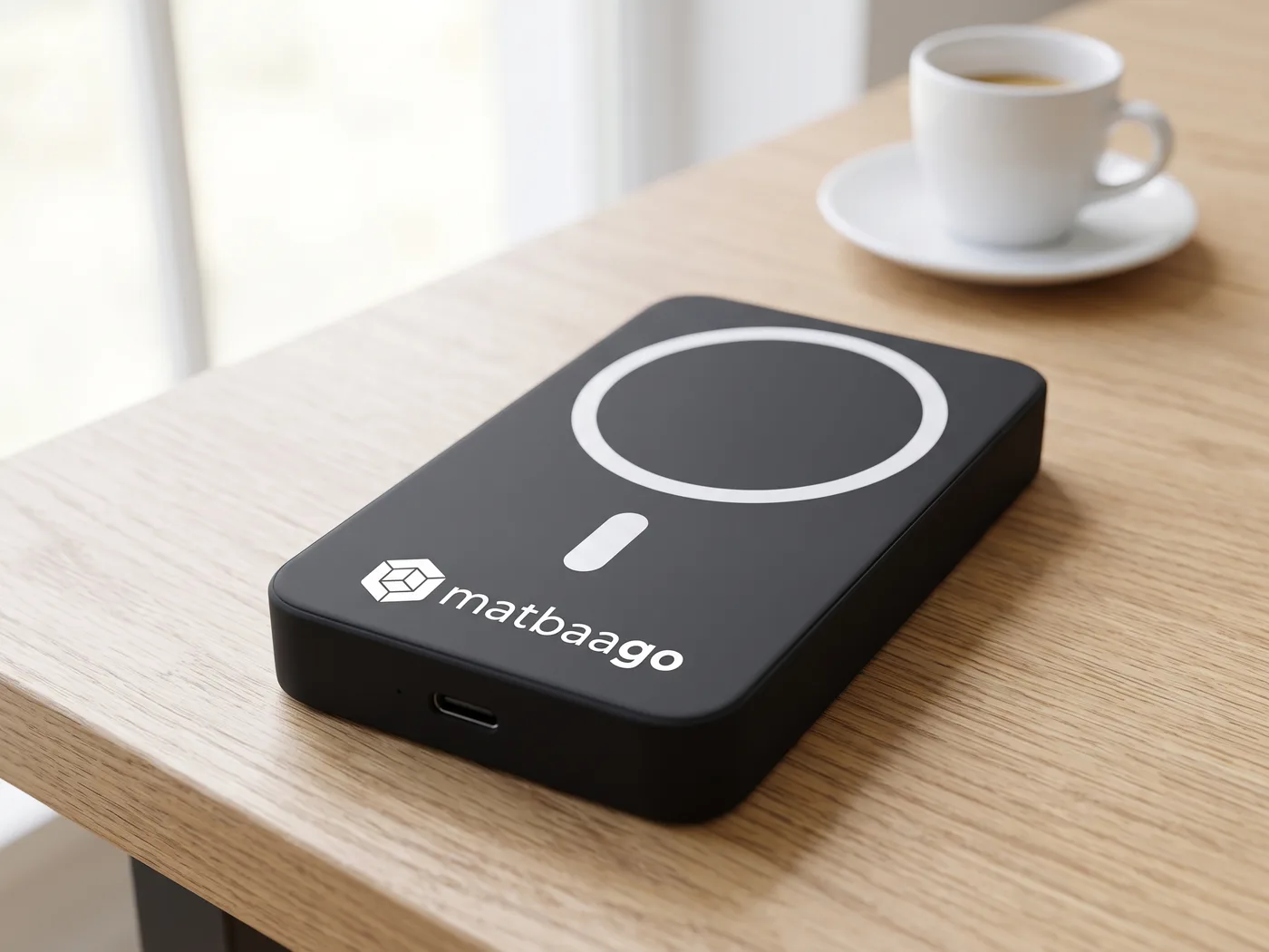 MagSafe kablosuz powerbank — örnek logo uygulamasıyla
