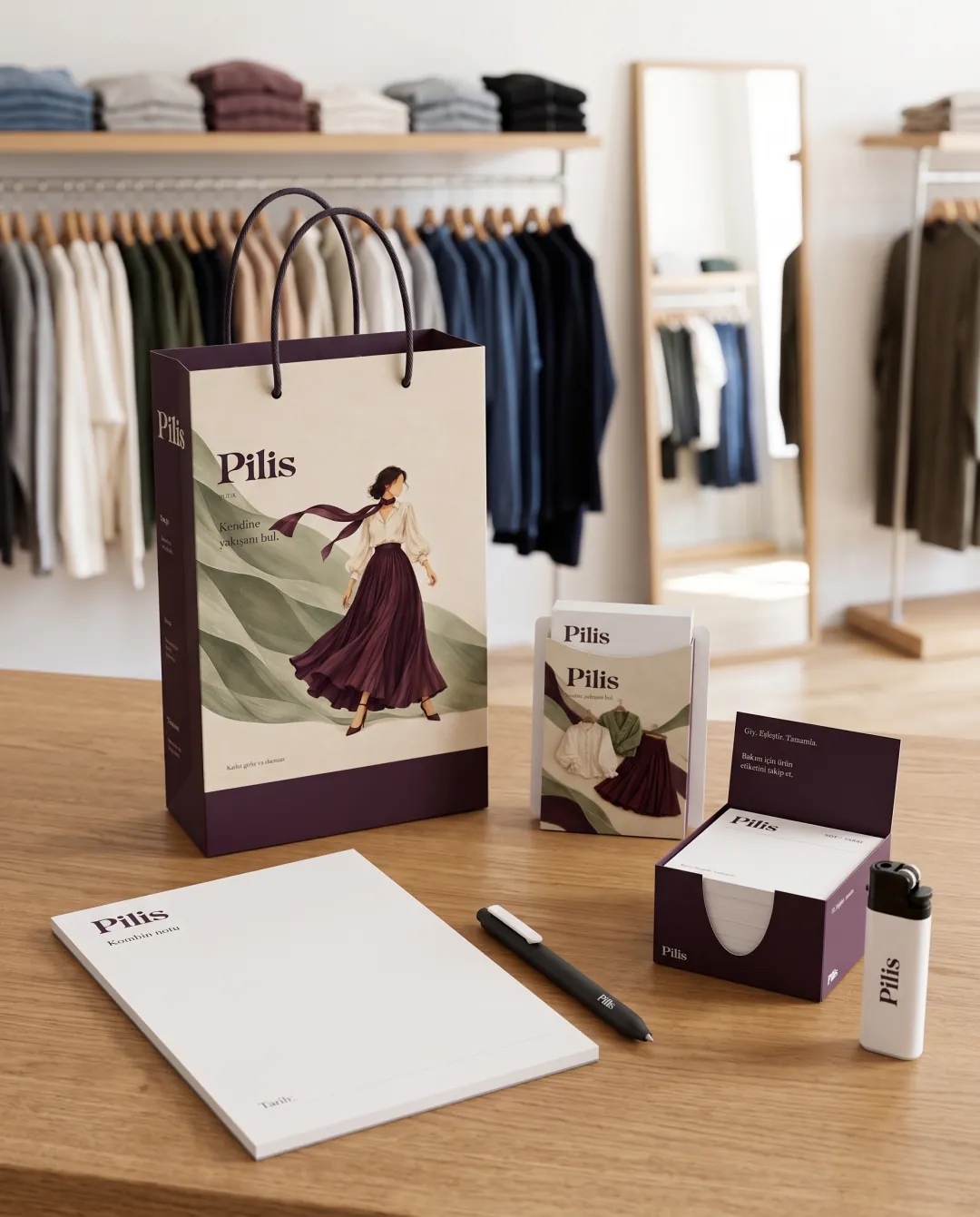 Butikler için örnek yılbaşı seti: Pilis Butik logolu Hoş Geldin Seti Premium