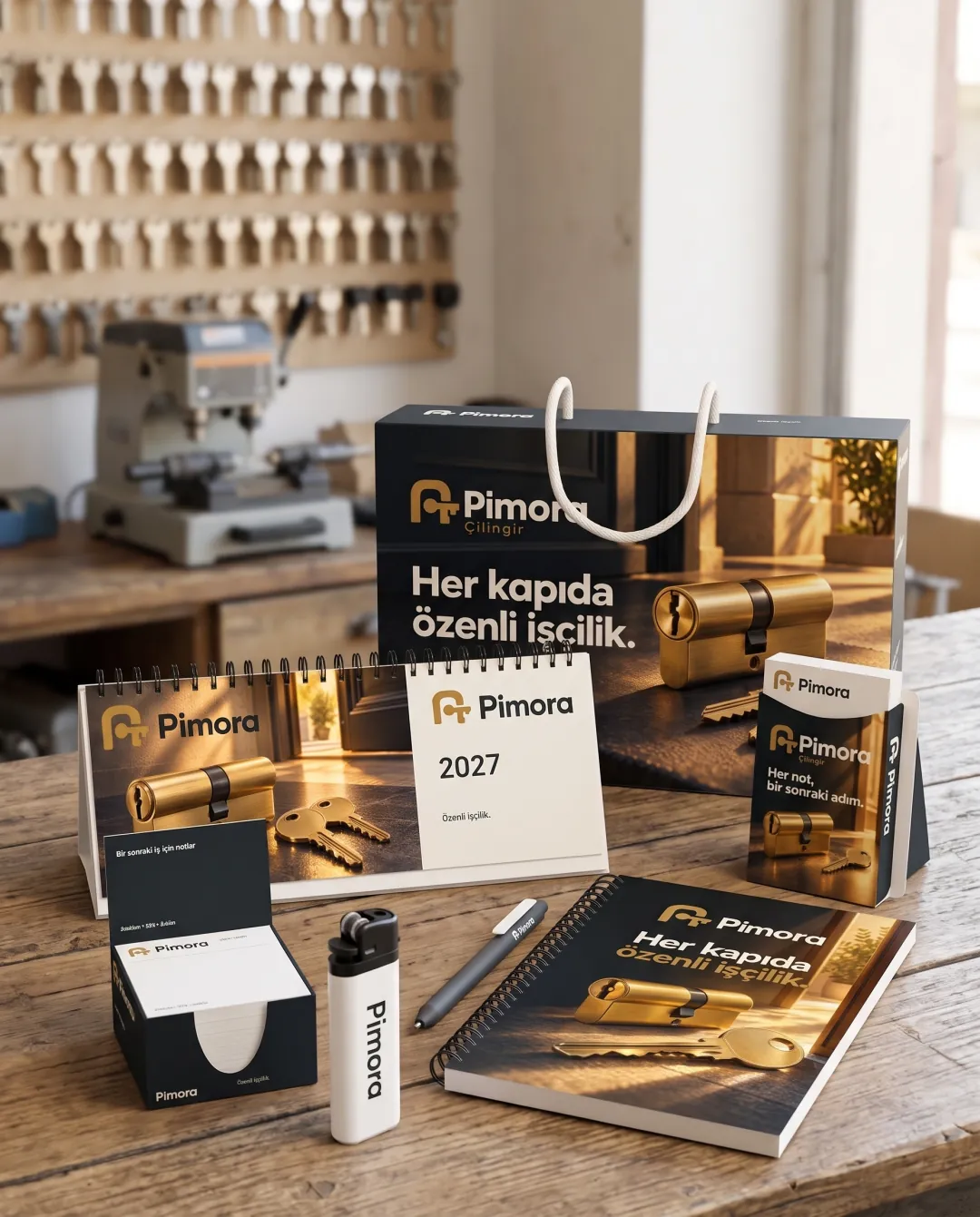 Çilingirler için örnek yılbaşı seti: Pimora Çilingir logolu Prestij Seti Premium