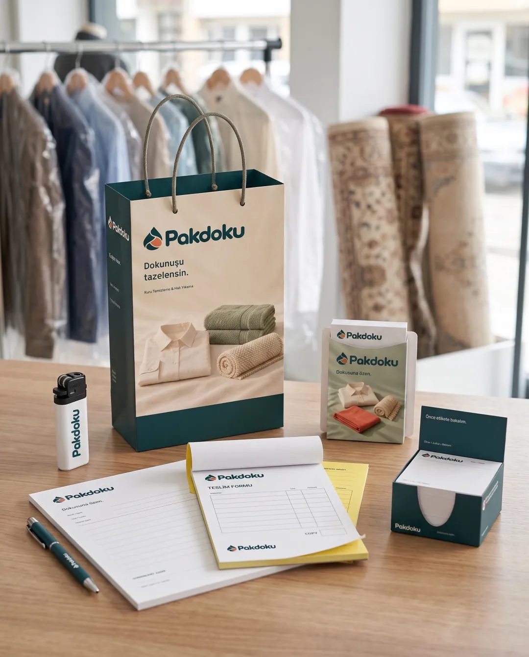 Kuru temizleme ve halı yıkama firmaları için örnek yılbaşı seti: Pakdoku logolu Hoş Geldin Seti Premium