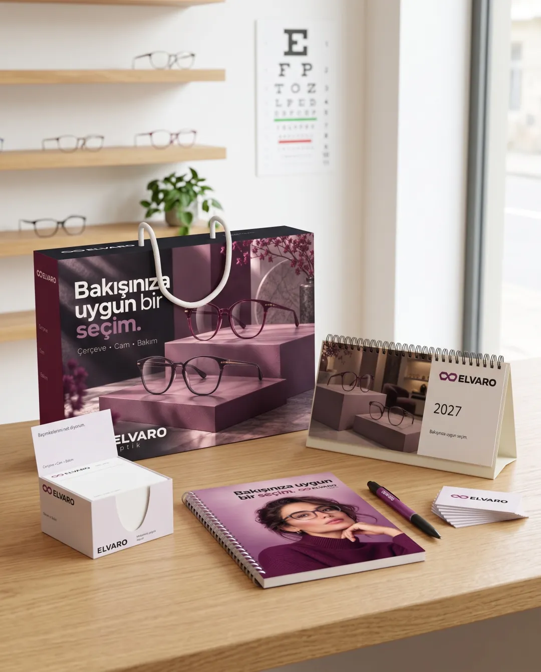 Optik mağazaları için örnek yılbaşı seti