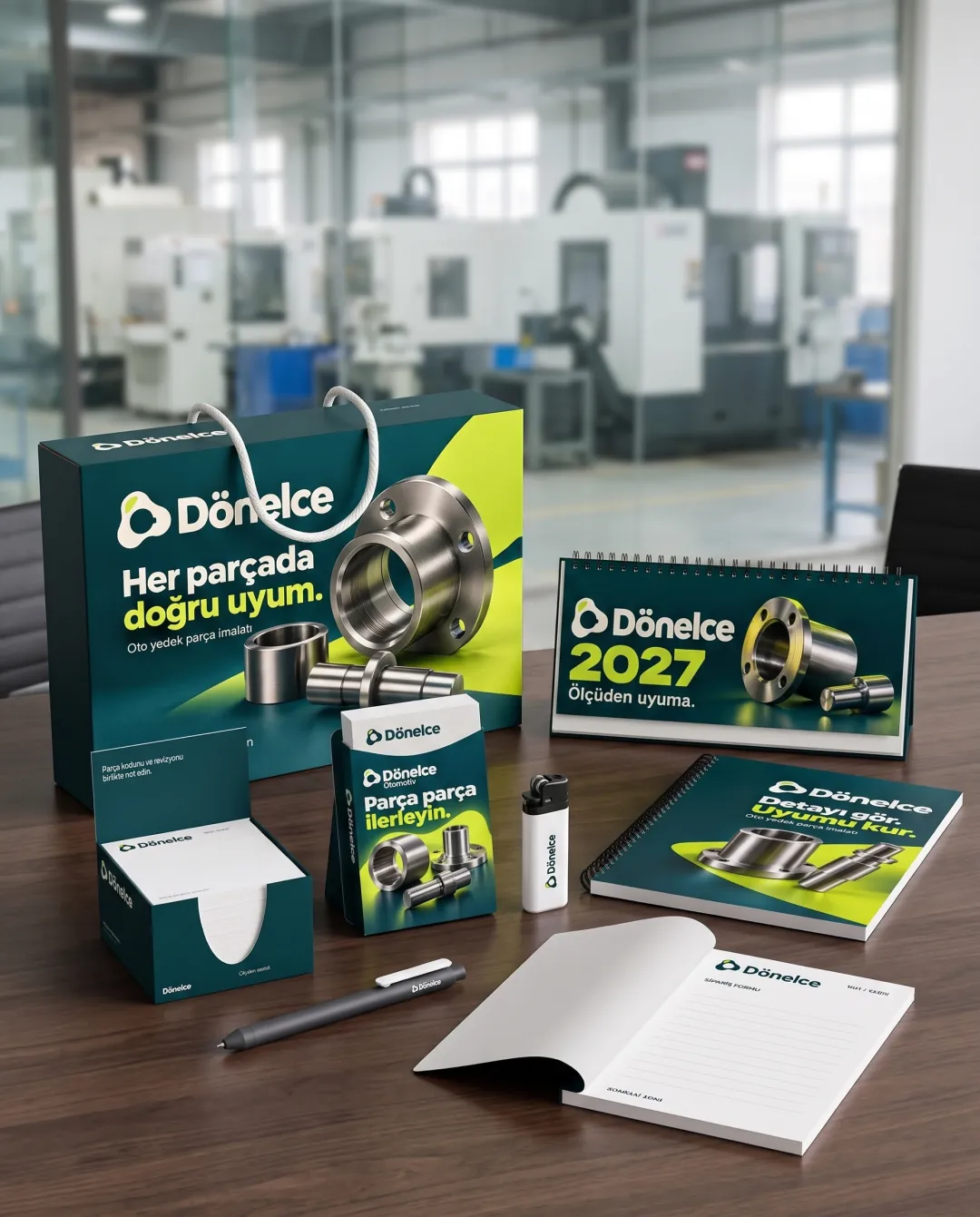 Yedek parça üreticileri için örnek yılbaşı seti: Dönelce Otomotiv logolu Prestij Seti Premium