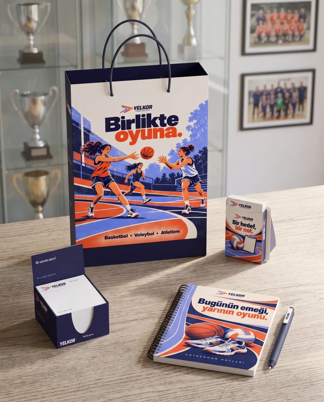 Spor kulüpleri için örnek yılbaşı seti: Yelkor Spor Kulübü logolu Ekip Seti Premium